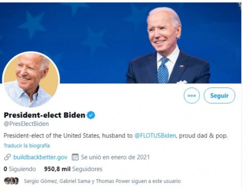 Hoy Twitter entregará la cuenta @POTUS a Joe Biden. Te explicamos el proceso