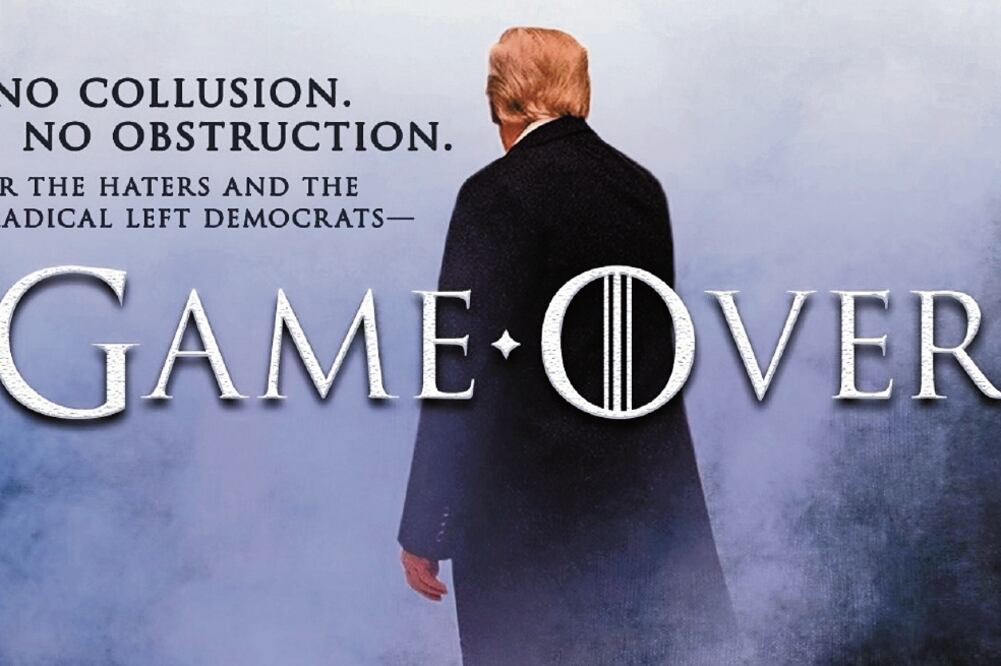El presidente Donald Trump subió en su Twitter una imagen, con letras simulan do la tipografía de Juego de Tronos, en la que aseguró que llegó el “fin del juego”. Foto: TOMADA DE TWITTER