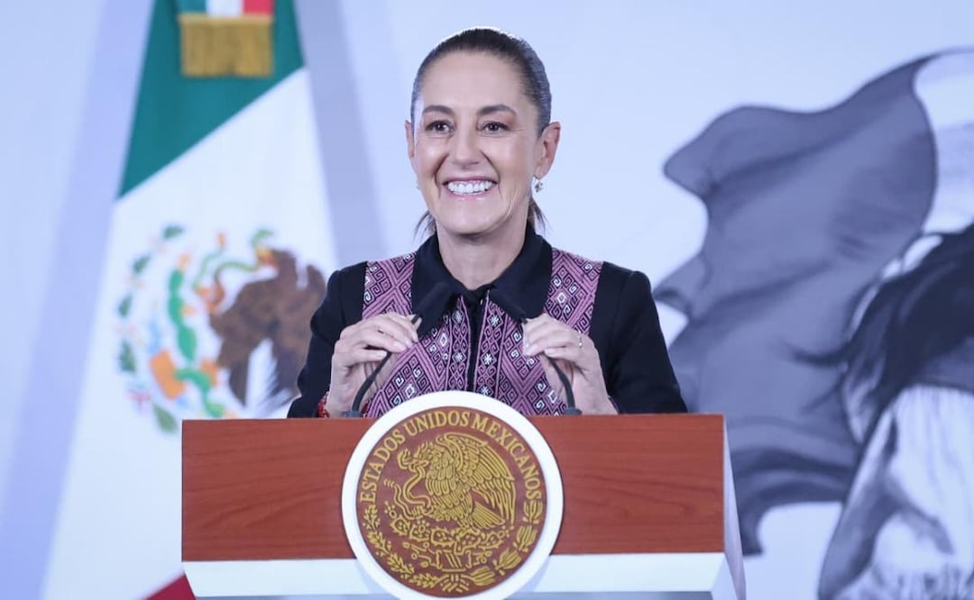 Presidenta Claudia Sheinbaum durante su conferencia de prensa este 23 de junio del 2026 desde Palacio Nacional. Foto: Luis Camacho / EL UNIVERSAL