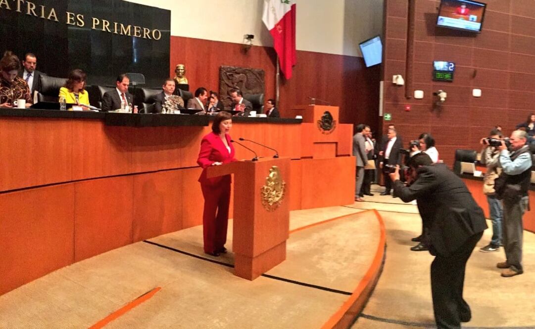 La presidenta de la Comisión de Gobernación, Cristina Díaz Salazar (PRI) presentó el alcance de las reformas. /Tomada de @Cristina_Diaz_S