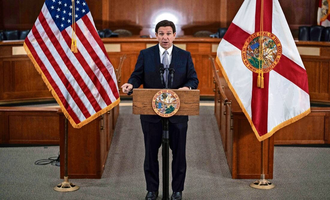 El gobernador de Florida, Ron DeSantis, luego de su discurso en el Capitolio local en Tallahassee, el 7 de marzo pasado. Foto: Cheney Orr / AFP