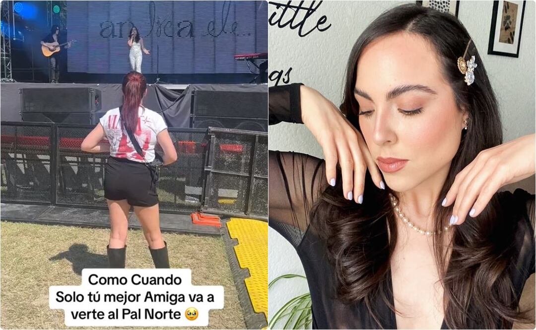 La cantante Andrea Ele se presentó en el Tecate Pa'l Norte, pero el video de su debut se hizo viral por una triste razón. / Foto: captura TikTok e Instagram.