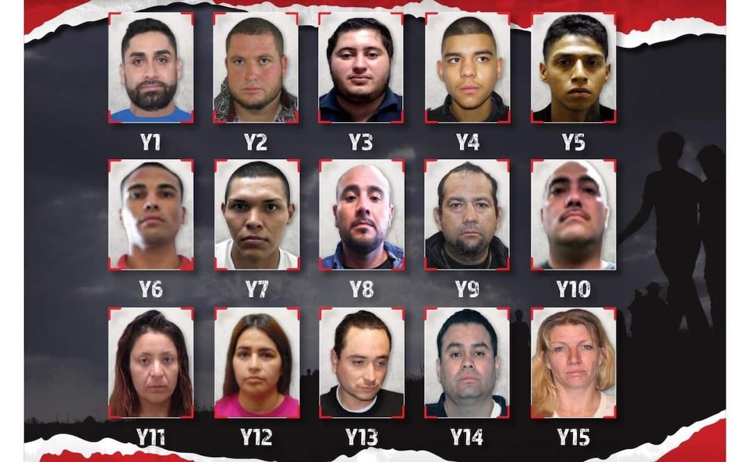 Estos son los rostros de 15 objetivos asociados con tráfico de personas y drogas en la frontera de México y EU (13/06/2025). Foto: Especial