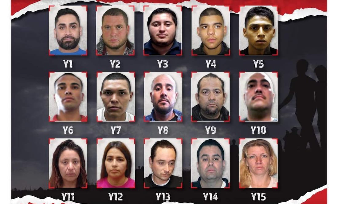 Estos son los rostros de 15 objetivos asociados con tráfico de personas y drogas en la frontera de México y EU (13/06/2025). Foto: Especial