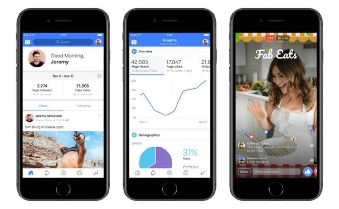 Con Facebook Creator los creadores pueden crear fácilmente videos originales, publicar sus características exclusivas y conectarse con su comunidad en Facebook