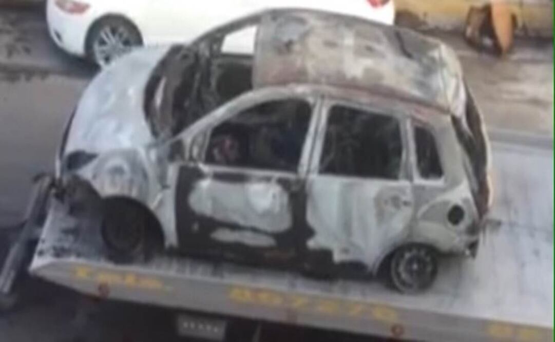 Así quedó el auto que fue incendiado la madrugada de este lunes 