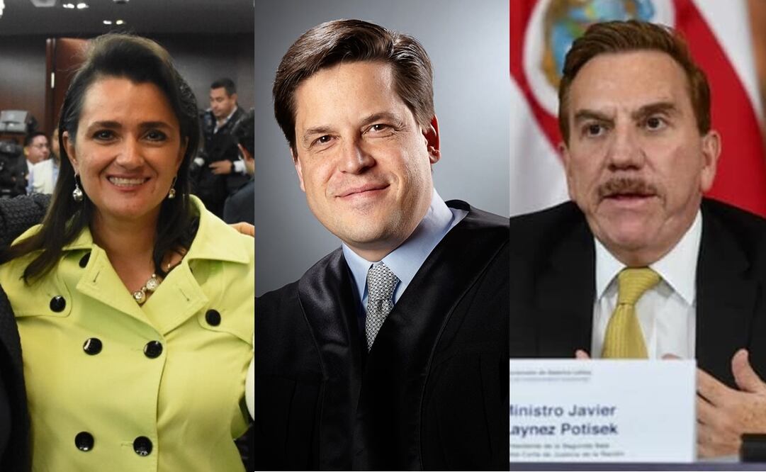 Nueva ministra Margarita Ríos-Farjat y los ministros Alfredo Gutiérrez Ortiz Mena y Javier Laynez Potisek / Fotos Tomadas de Facebook @RiveraRiveraAnaLilia y del Archivo. EL UNIVERSAL