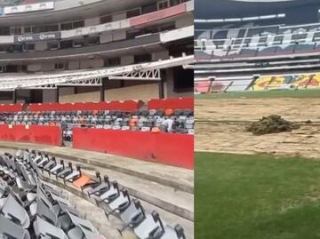 El estadio Azteca ya luce sin pasto y sin algunas butacas tras el inicio de la remodelación
