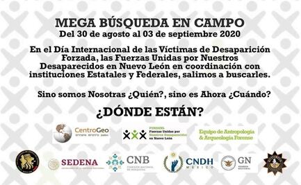 Realizarán mega operativo de búsqueda de desaparecidos en NL