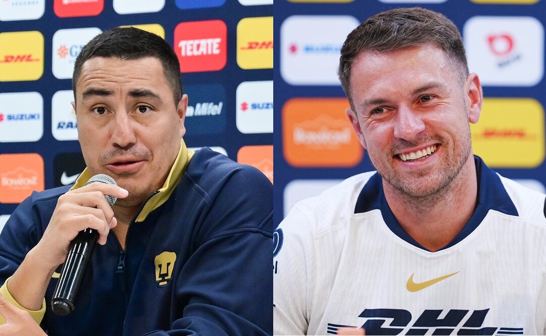 Efraín Juárez y Aaron Ramsey en conferencia de prensa - Fotos: Imago7