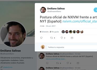Hijo de Salinas difunde postura ante acusaciones a Nxivm