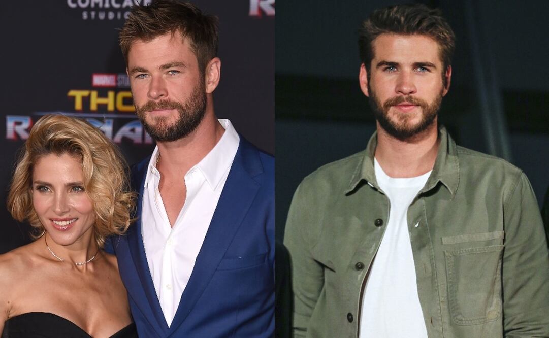 Elsa Pataky, su esposo Chris Hemsworth y Liam Hemsworth, ex de Miley Cyrus. Fotos: EFE/Jimm Morris/EFE/Christopher Jue, Archivo EL UNIVERSAL.