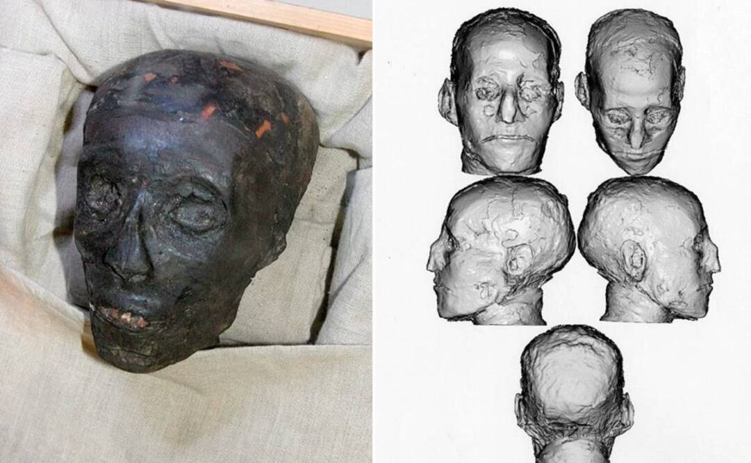 Del lado izquierdo, la momia de Tutankamón, el "faraón niño", y del lado derecho, la reconstrucción 3D de Ramsés III. (FOTOS: Archivo El UNIVERSAL)