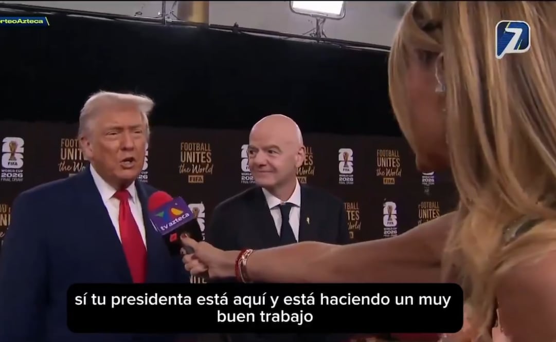 El presidente Donald Trump elogió a la presidenta Claudia Sheinbaum Pardo al ser cuestionado por Inés Gómez Sain, periodista de TV Azteca. Foto: captura de pantalla