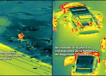 Con ayuda de un dron, policía detiene a sujeto con armas y drogas en Escobedo, Nuevo León