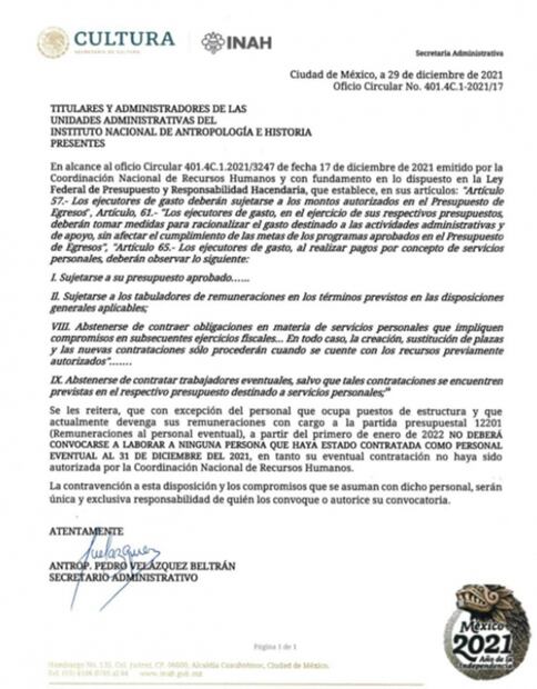 Todo el INAH sufrirá con los recortes de personal eventual