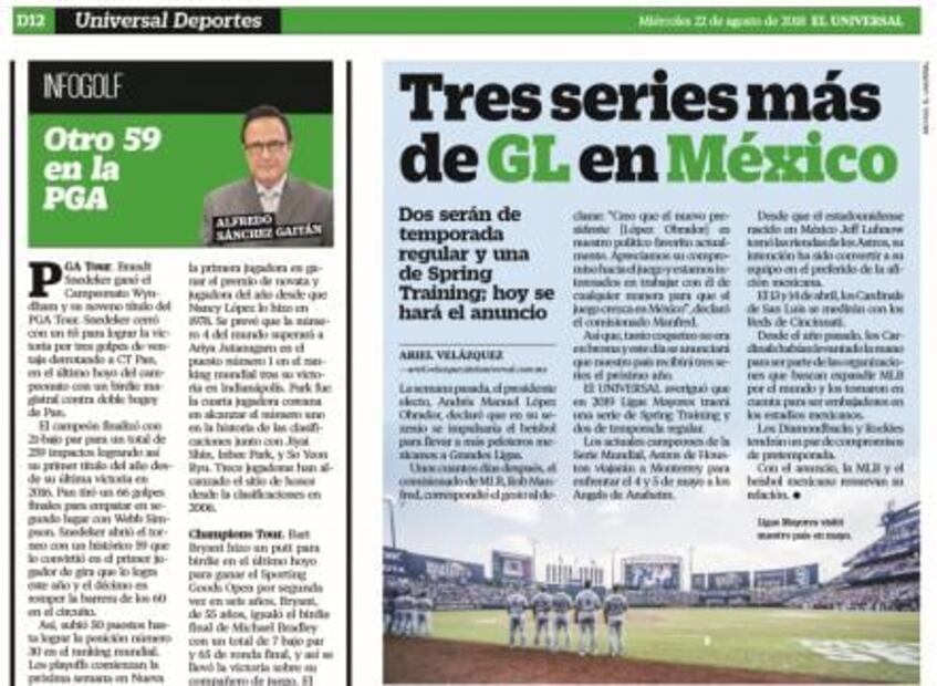 Tres series más de Grandes Ligas en México