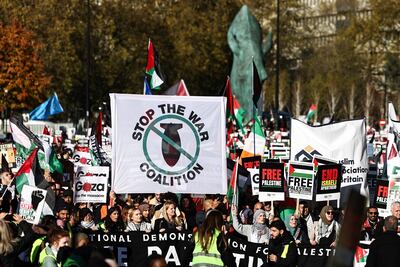 Arranca la marcha propalestina en Londres, con miles de personas portando banderas y lemas