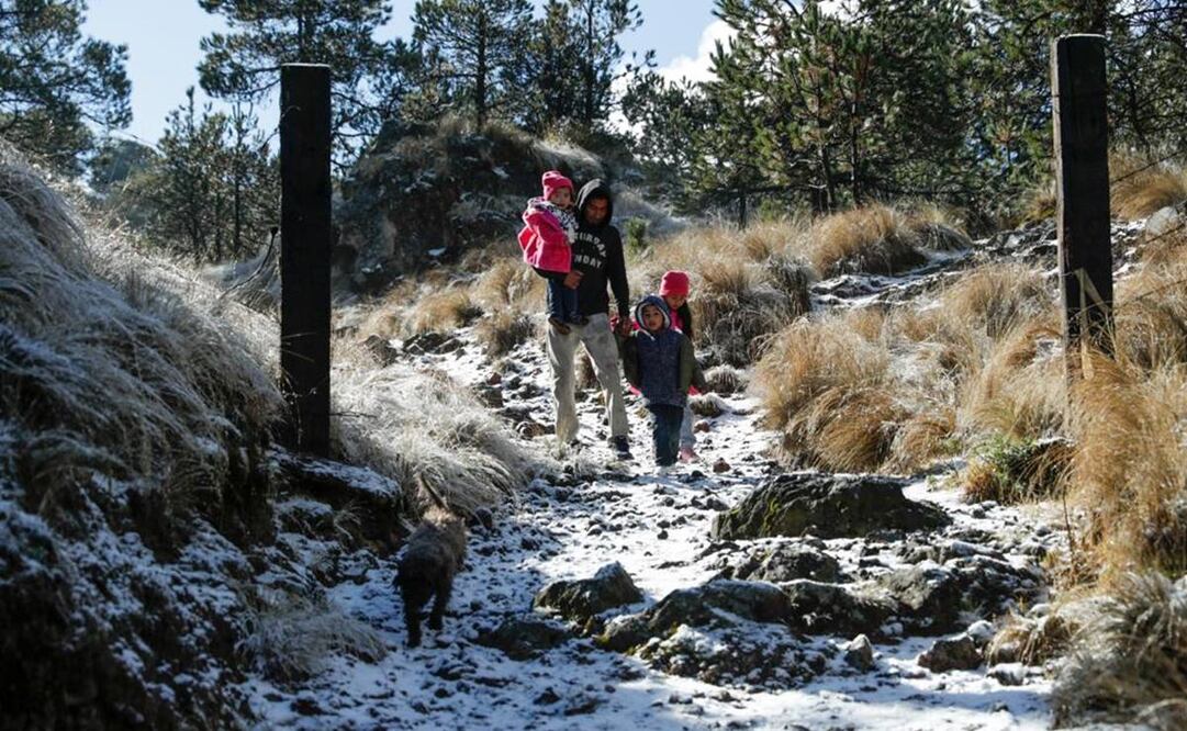 Ante la caída de nieve, familias visitaron el Ajusco / Foto: Diego Simón. EL UNIVERSAL