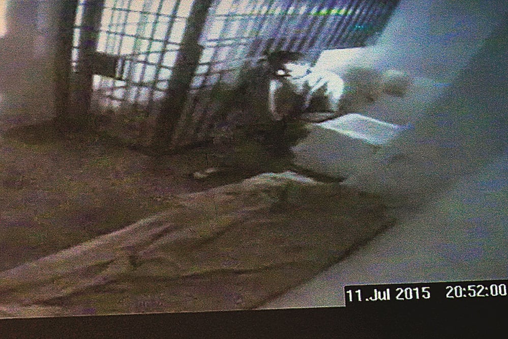 Varias vueltas dio el interno entre su cama y la regadera. En el último movimiento, se sienta y se cambia el calzado; regresa y luego desaparece