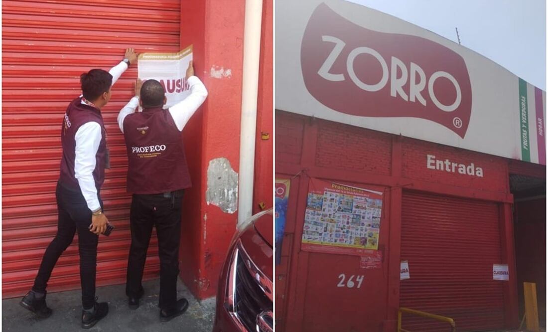 Profeco clausura tienda del Zorro Abarrotero ubicada en la alcaldía Álvaro Obregón en Ciudad de México. Fotos: Profeco