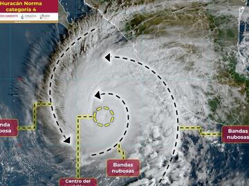 Huracán "Norma" se intensifica a categoría 4 sobre aguas del Pacífico