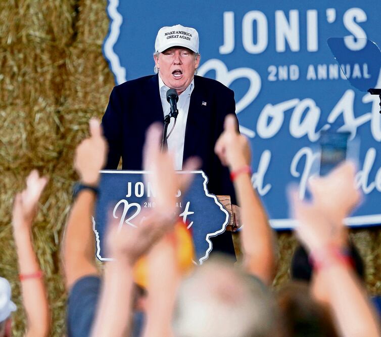 El candidato republicano a la presidencia Donald Trump, el pasado 27 de agosto durante un evento en Des Moines, Iowa, donde dijo que expulsará de Estados Unidos a los criminales en la ”primera hora” de su mandato (GERALD HERBERT. AP)