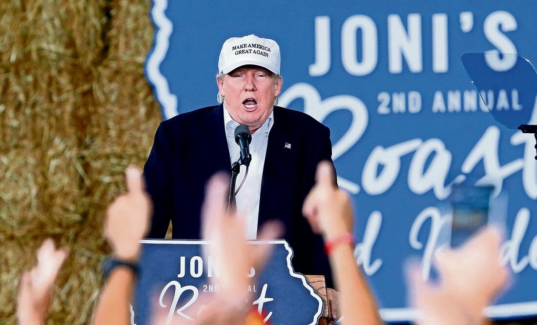 El candidato republicano a la presidencia Donald Trump, el pasado 27 de agosto durante un evento en Des Moines, Iowa, donde dijo que expulsará de Estados Unidos a los criminales en la ”primera hora” de su mandato (GERALD HERBERT. AP)