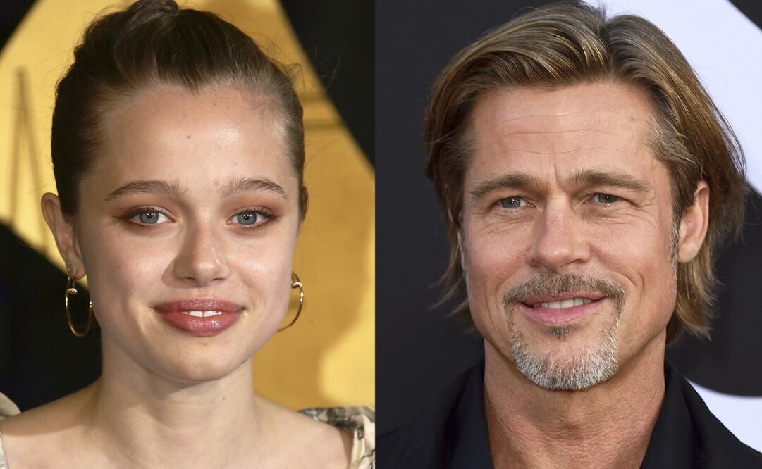Shiloh Jolie en el estreno en Londres de "Eternals" el 27 de octubre de 2021 y Brad Pitt en una proyección especial de "Ad Astra" en Los Ángeles el 1 de septiembre. 18, 2019. Foto AP.