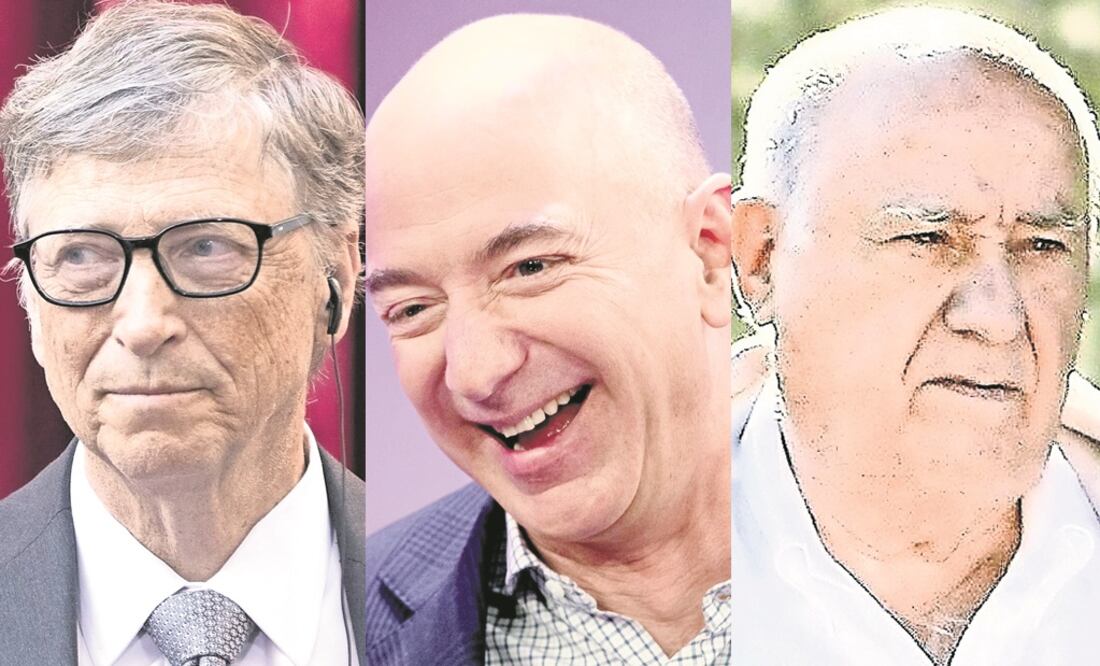 BILL GATES, JEFF BEZOS y AMANCIO ORTEGA. (Archivo. EL UNIVERSAL)