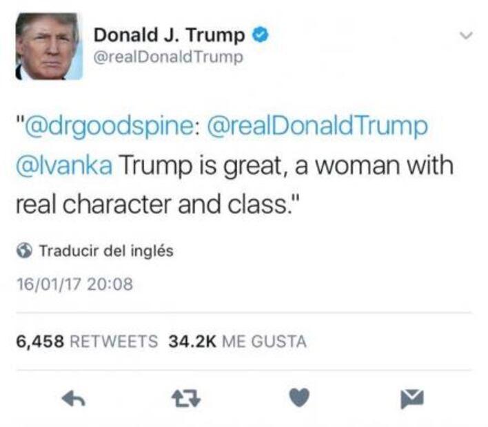 Donald Trump elogia a Ivanka equivocada en Twitter 