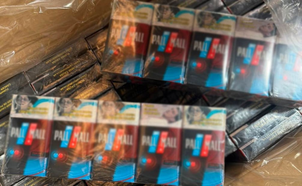 Aseguran más de 865 mil cajetillas de cigarros en el AICM (20/08/2026). Foto: Aduanas
