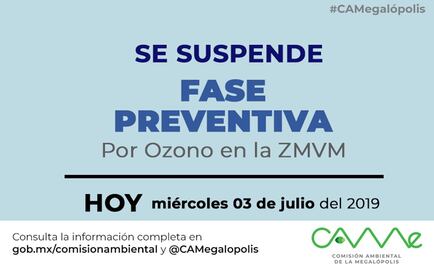 Suspenden Fase Preventiva por ozono en el Valle de México