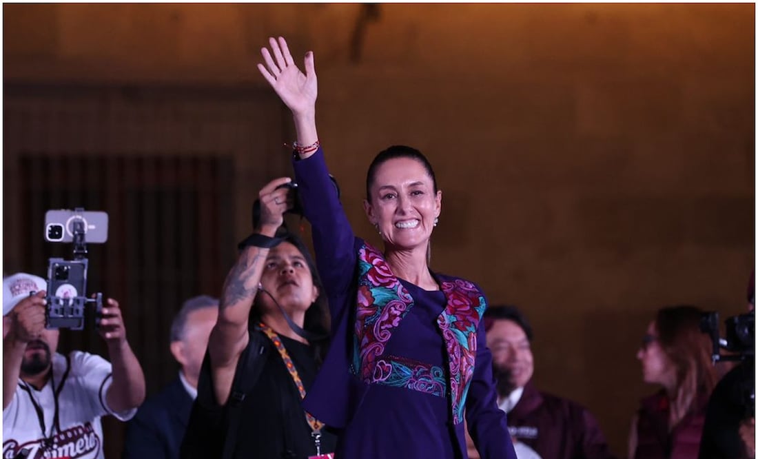 Claudia Sheinbaum celebra victoria de Morena. Foto: Diego Simón Sánchez /EL UNIVERSAL