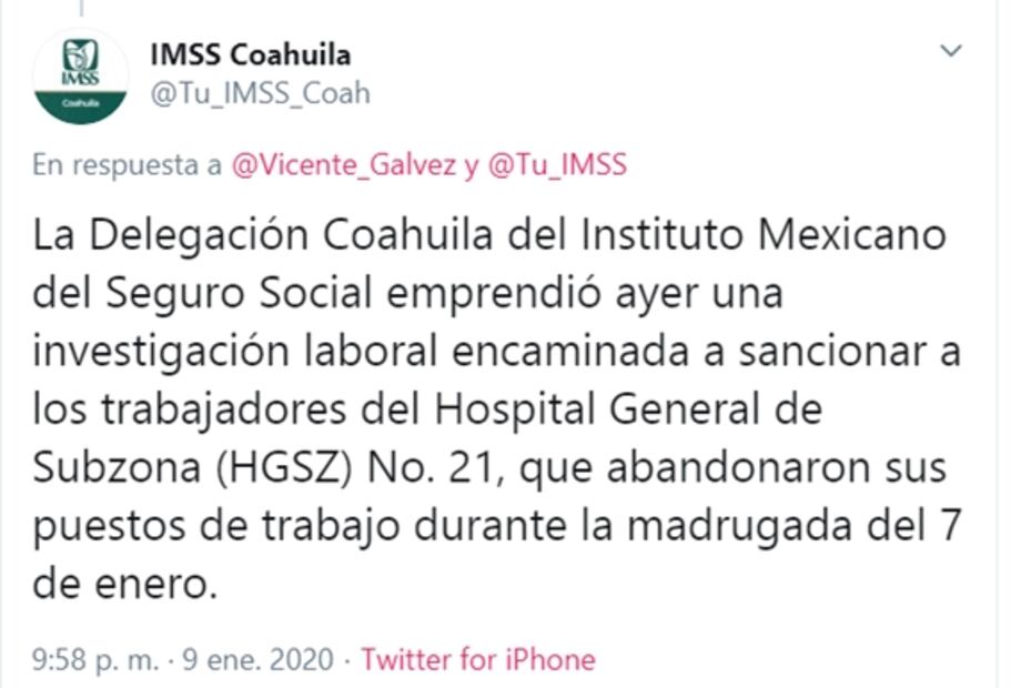 Pacientes del IMSS Coahuila descubren que no los atienden porque no hay trabajadores