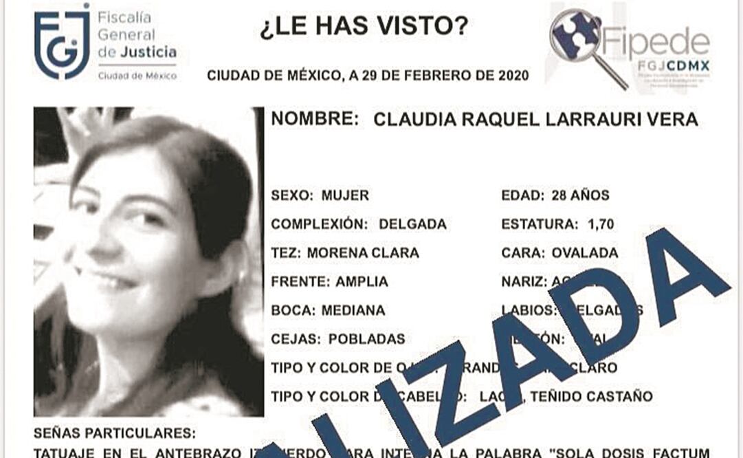 Claudia fue reportada como desaparecida ayer tras salir de un bar; fue localizada más tarde. Foto: ESPECIAL