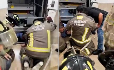 VIDEO: Trabajador queda atrapado en elevador de hospital en Cancún
