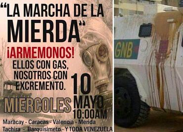 Venezolanos usan excremento contra policía; convocan a "Marcha de la Mierda"