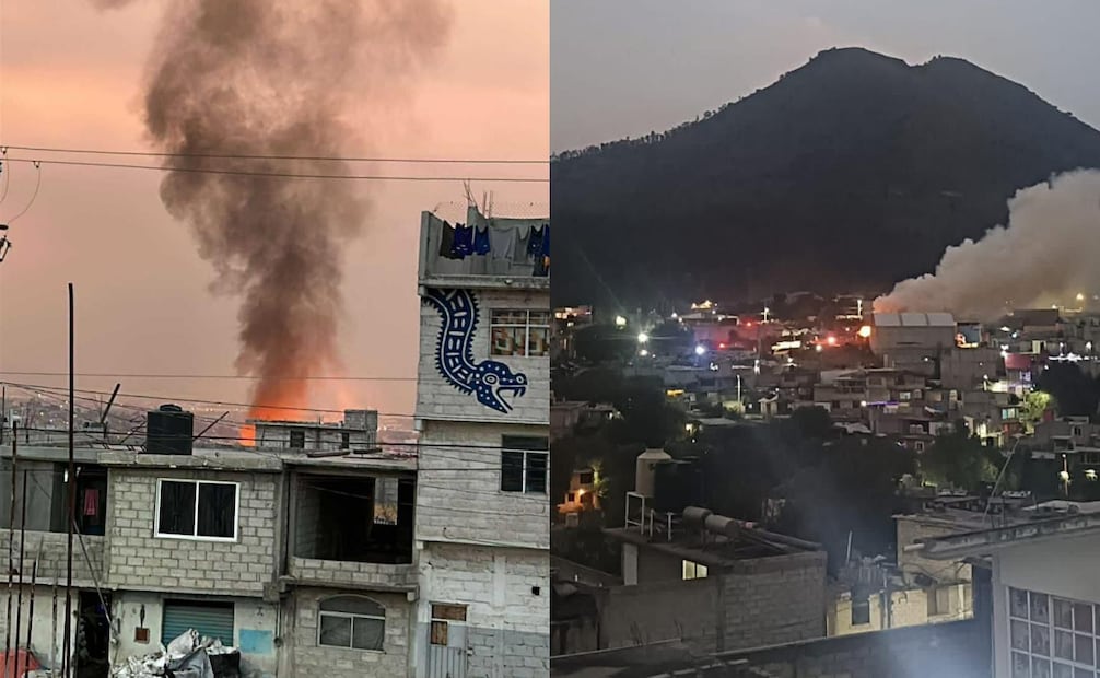 Incendio en bodega de desechos industriales en Tultitlán, Estado de México.
Foto: Especial.