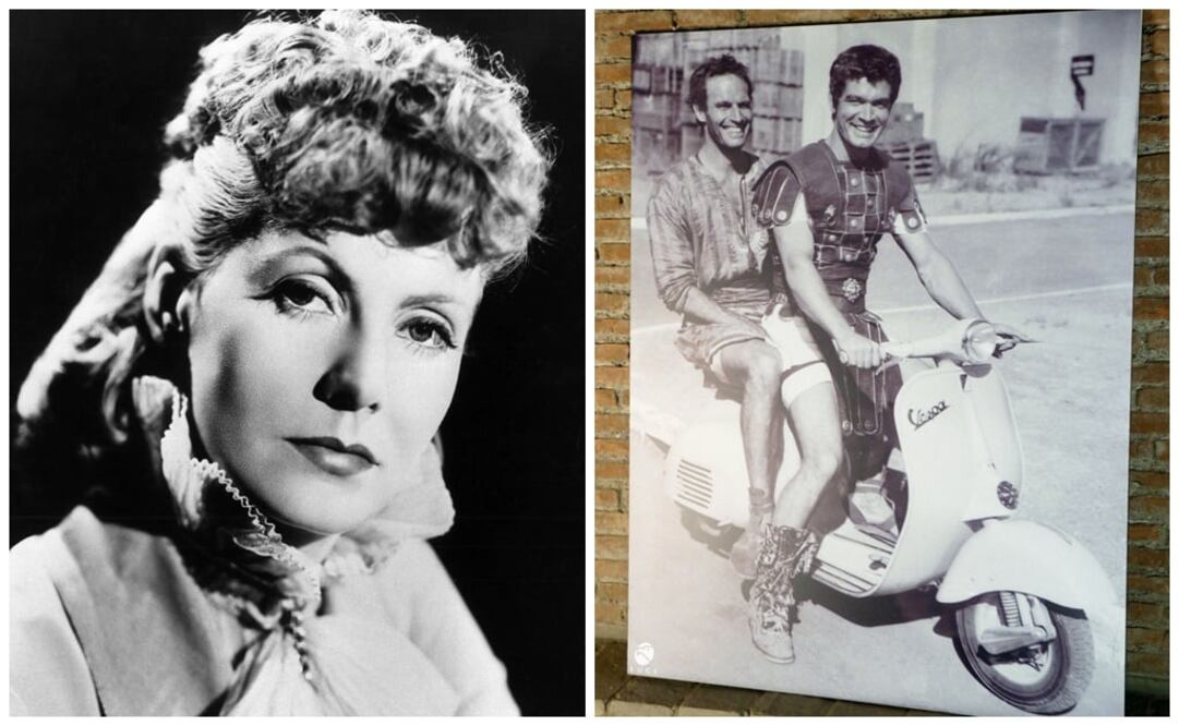 La actriz Greta Garbo caracterizada como Anna Karenina/ Charlton Heston y Stephen Boyd en una pausa del rodaje de "Ben Hur"/EFE