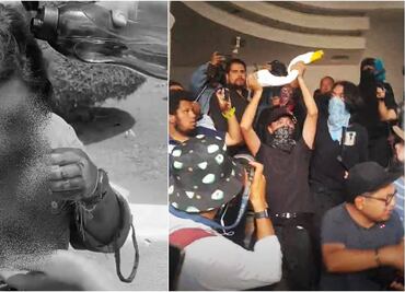 VIDEO: Golpean a madre de estudiante durante manifestación de UAEH; hay otros 2 lesionados