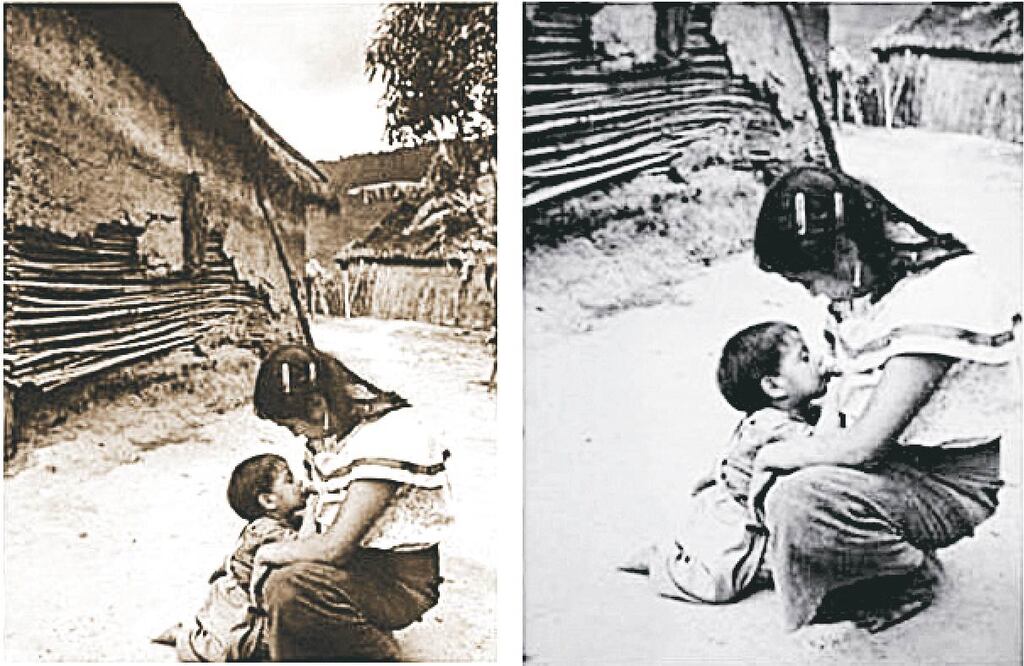 A la izquierda, la fotografía de Antonio Turok, realizada en 1980. A la derecha, la imagen premiada en el Segundo Concurso Nacional de Fotografía en Lactancia Materna (ESPECIAL)