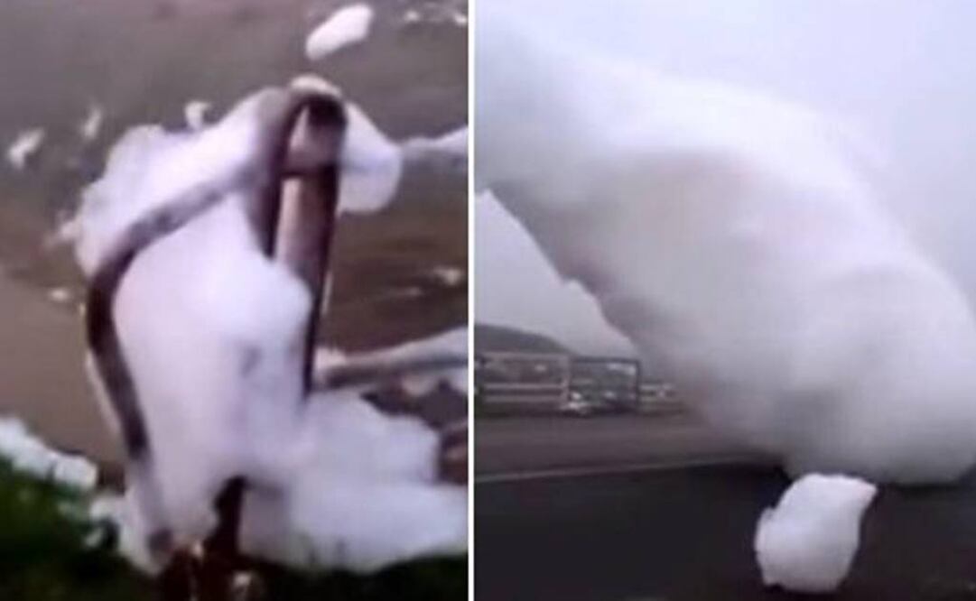"Nubes" de espuma sorprenden a ciudadanos en Marruecos