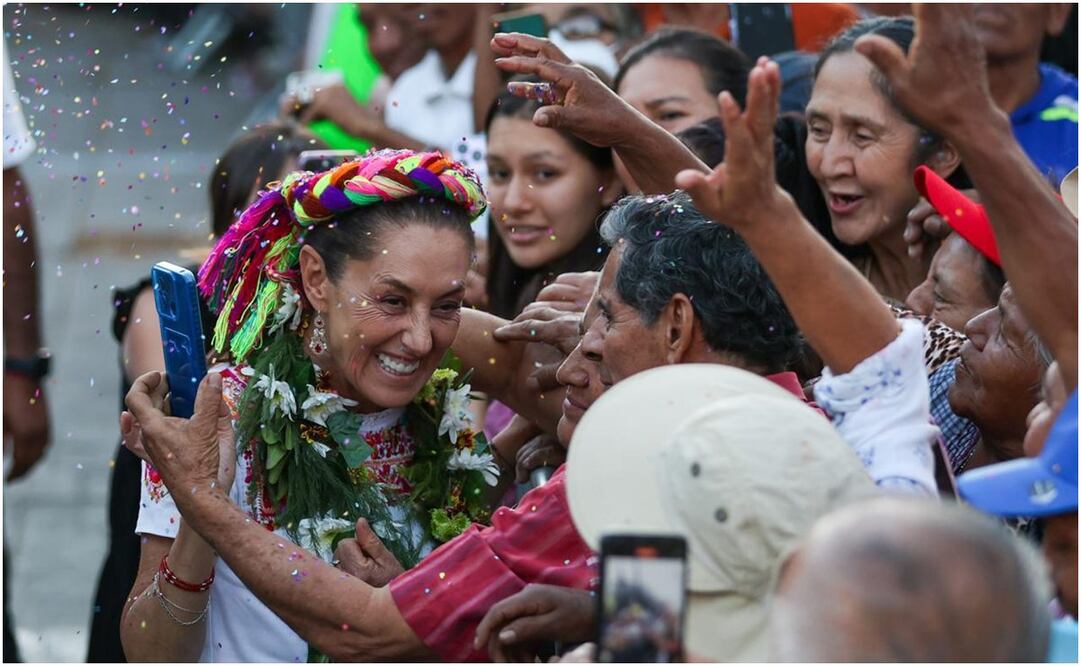 Claudia Sheinbaum en Miahuatlán de Porfirio Díaz, Oaxaca. Foto: Diego Simón/ EL UNIVERSAL