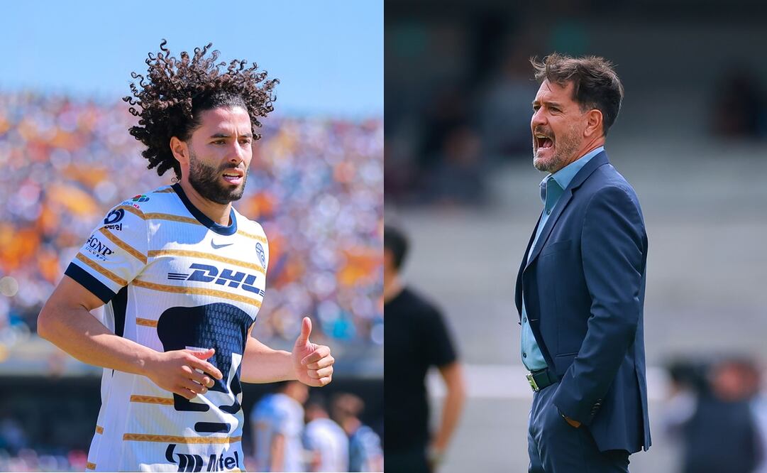 César Huerta con Pumas y Gustavo Lema en la primera fecha del Clausura 2025 - Fotos: Imago7