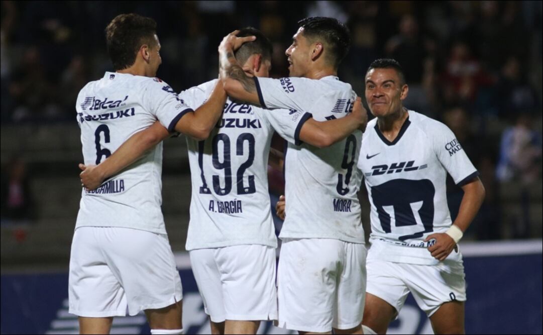 Pumas celebra un gol ante Atlético de San Luis en la Copa MX. FOTO: Carlos Mejía/ EL UNIVERSAL