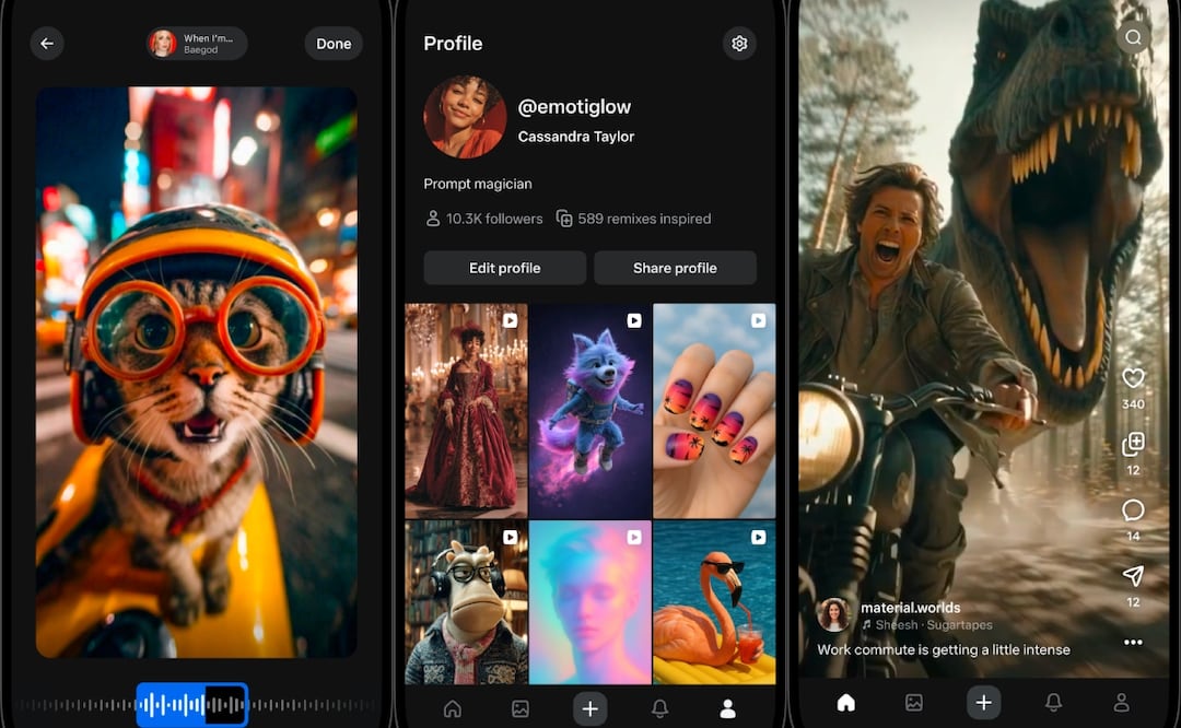 Meta prueba Vibes, su nueva app de videos creados con IA. Imagen: cortesía