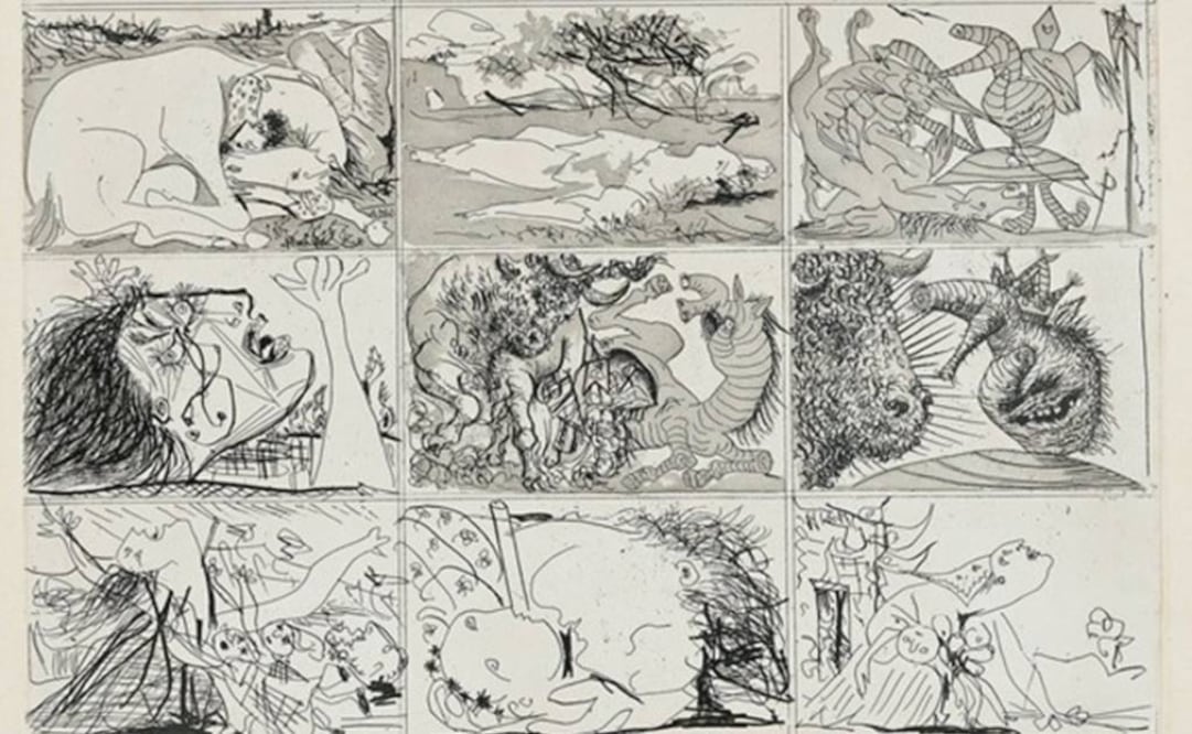 El artista imprimió las obras en Francia pues tenía planeado venderlas como tarjetas postales y donar lo recaudado a los opositores de Franco. FOTO: Christies.