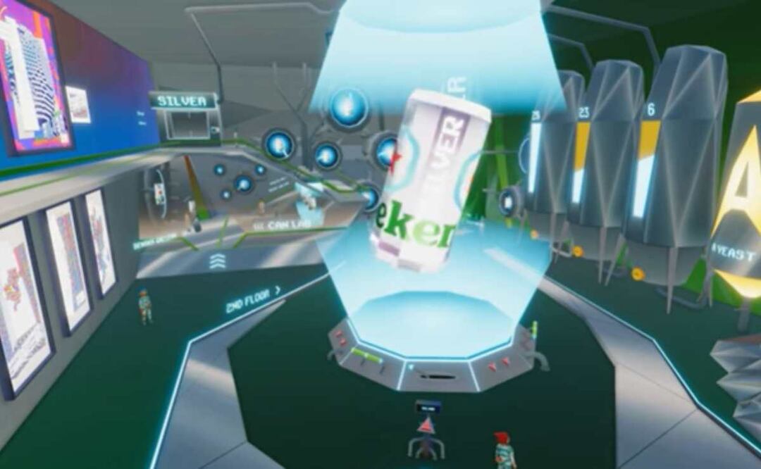 En la tienda temporal se colocaron diversas pantallas en las que se exhibió el metaverso de Heineken