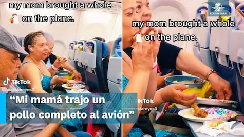 ¡Provechito!, familia sube cazuela con pollo para comer en el avión y se viraliza
